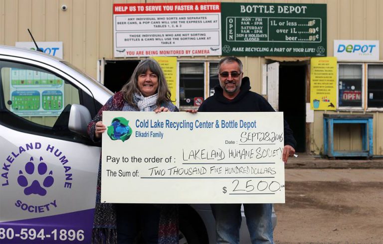 Humane Society Receives $2,500 Donation From Bottle Depot