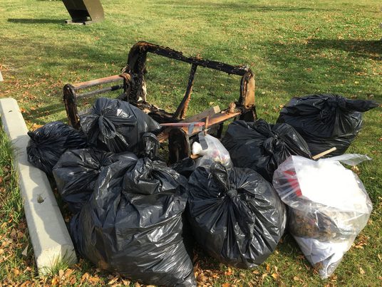 Jessie Lake Cleanup Reveals over 1,000 Cigarette Butts, Burnt Out Couch Dumped