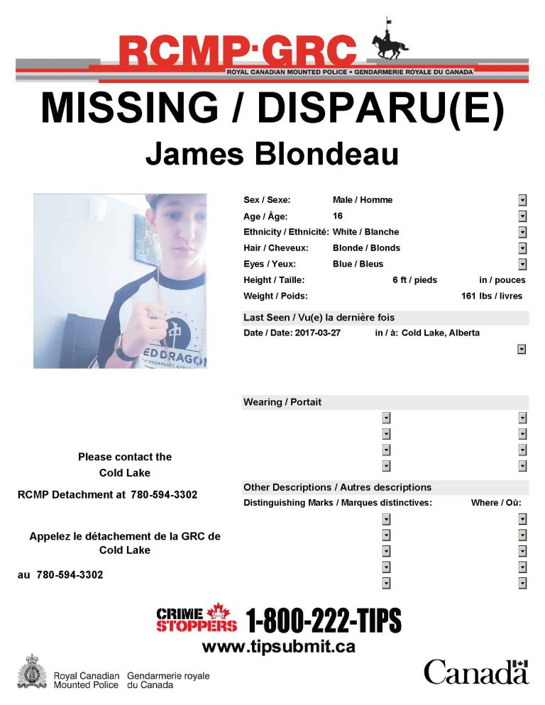 Cold Lake RCMP searching for missing youth