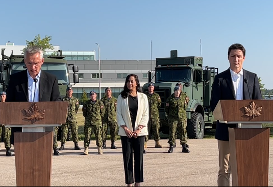Justin Trudeau visits cold lake with Secretary General of NATO